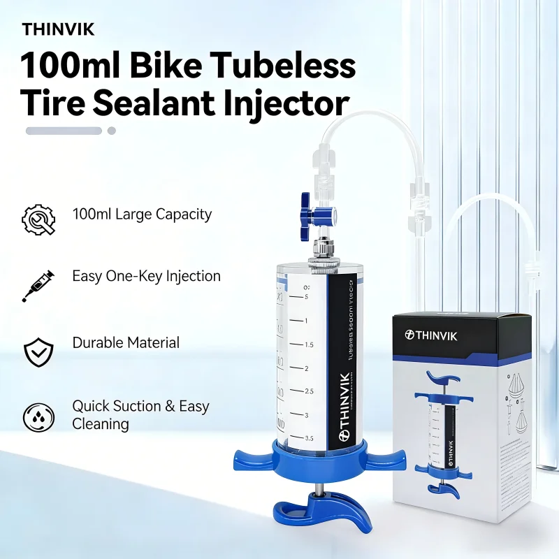 

Thinvik 100ML Bike Tubeless Tire Sealant Injector for MTB Road Large Capacity Fluid Injection Tool with Presta Valves