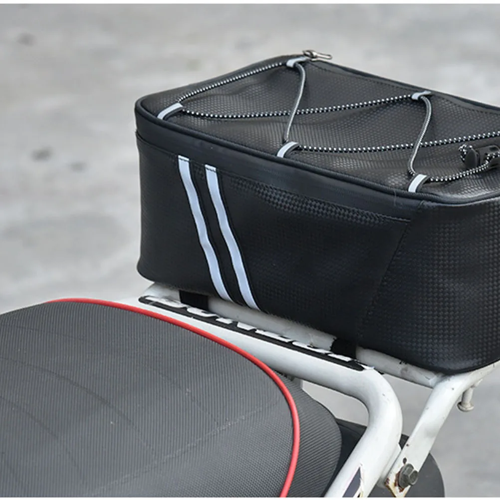 

1Pcs 8L Waterproof Backseat Bag PU High-Brightness Reflective Strip Double Zipper Large Capacity Easy Install Bike Bag
