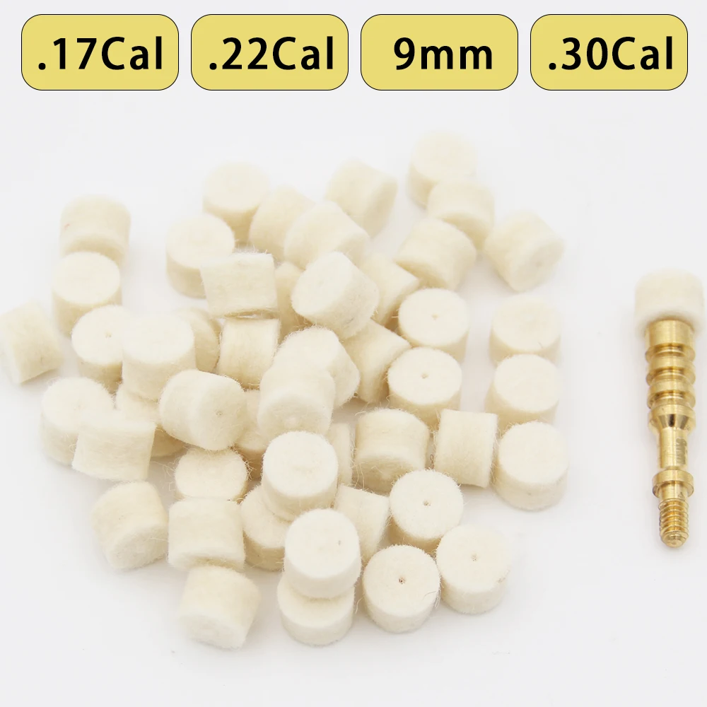 100 قطعة منصات ورأى تنظيف غرفة البندقية مع 1 محول تركيب قضيب ل.17/.22/.38/.30 كريات التنظيف المحددة من عيار Cal