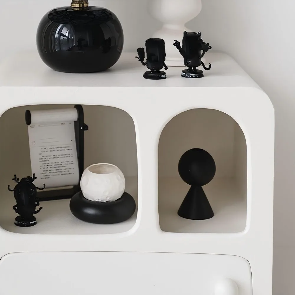 منضدة بيضاء معاصرة مع رف مفتوح ودرج، طاولة نهاية مدمجة للاستخدام بجانب السرير #6