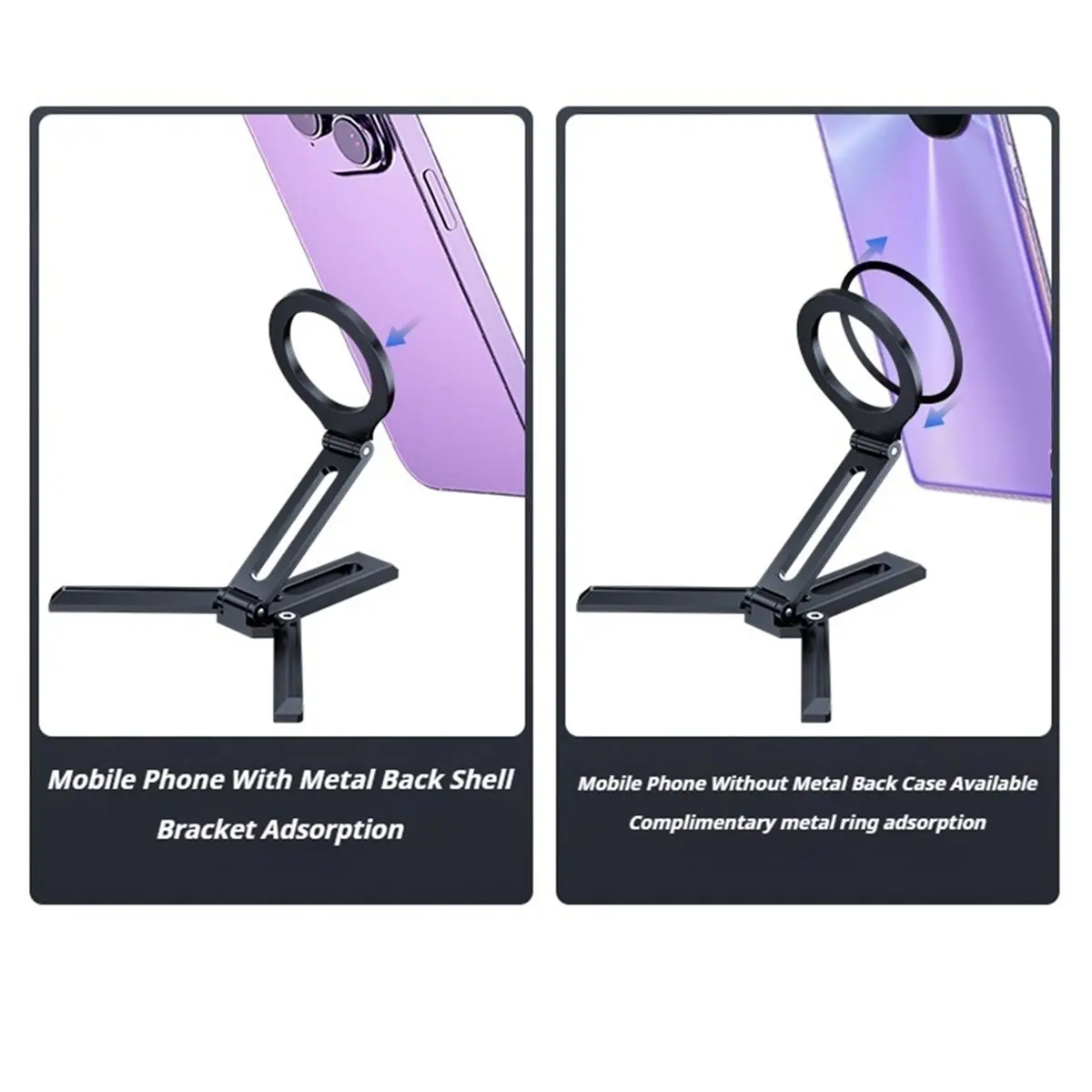 DT81 For Magsafe Phone Holder Magnetic Tripod for Vlog Foldable Desktop Mount for Travel Folding Aluminum Alloy Holder Black
