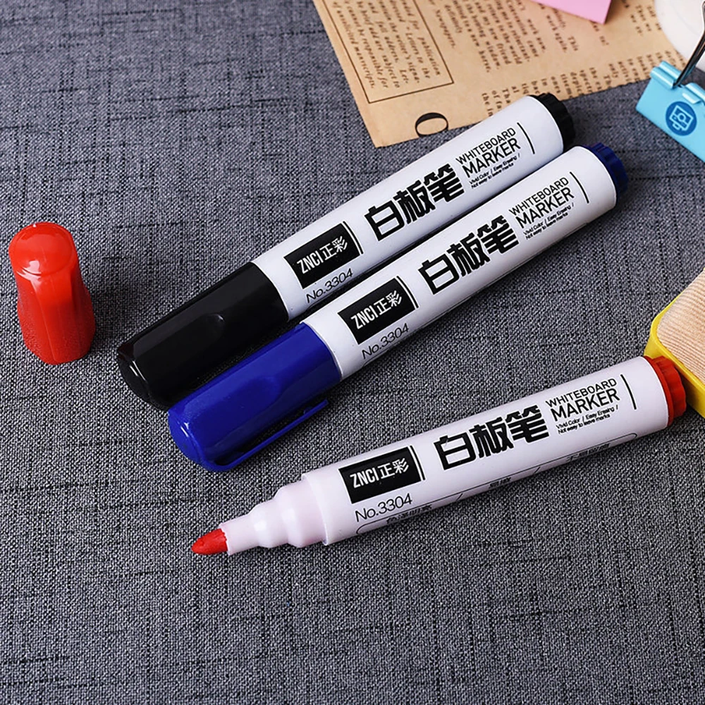 10 PCS Marker Erasable Whiteboard Marker Large Capacity Black Red Blue Oil Ink Soft Fiber Tip Office School Stationery Wholesale