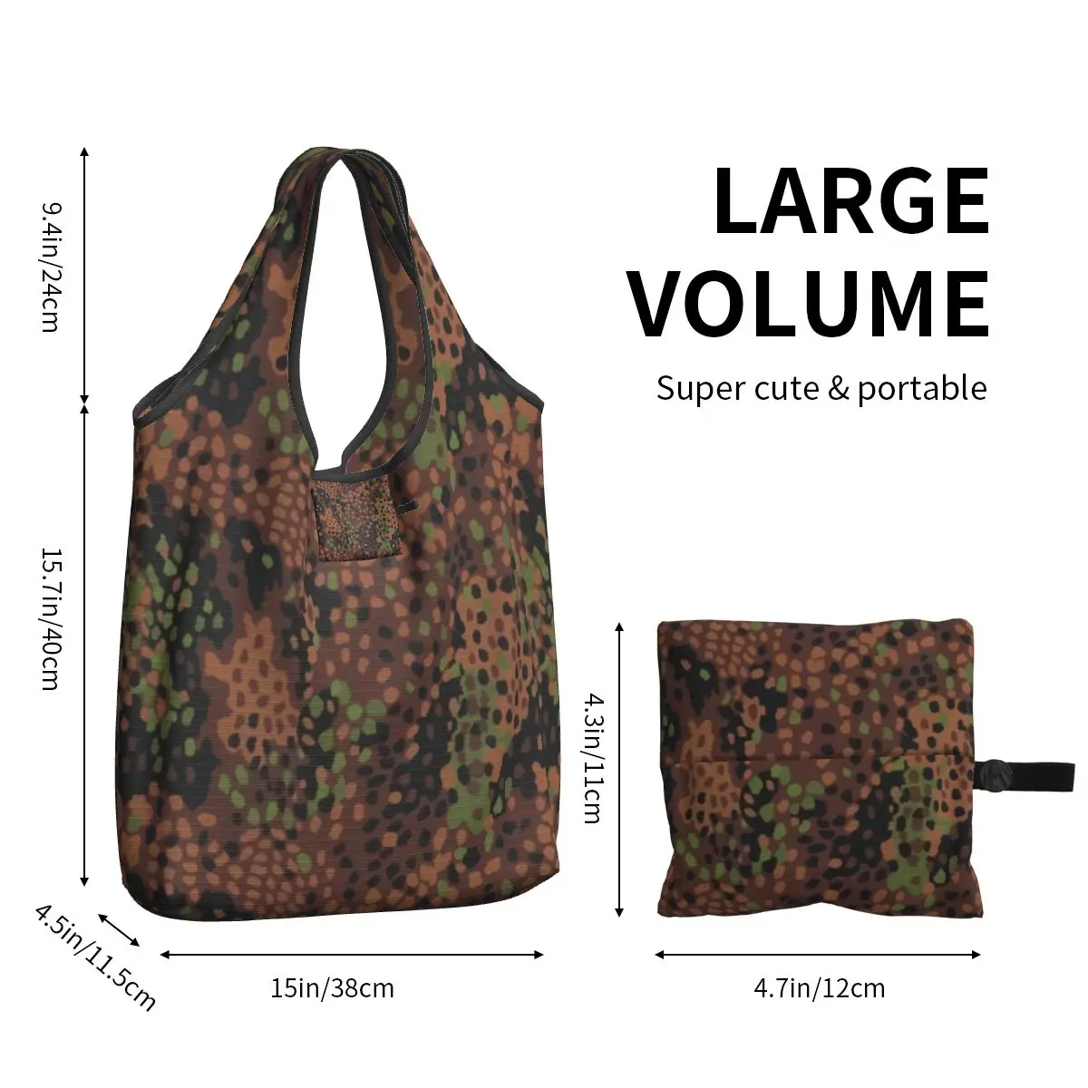 Custom Erbsenmuster Pea Dot German Camo Groceries Shopping Tote Bag Military Army Camouflage Shopper Shoulder Bag Handbags