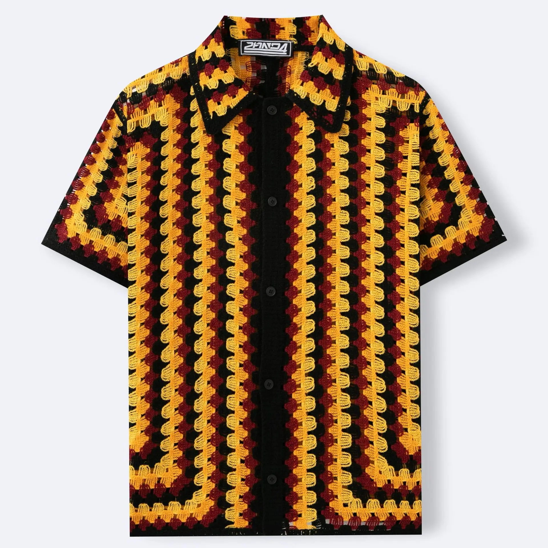 Vintage Summer Fashion Men Color-coded Striped Loose Short Sleeve Turn-down Collar Simple Basic Casual Trendy Polo Shirts Male