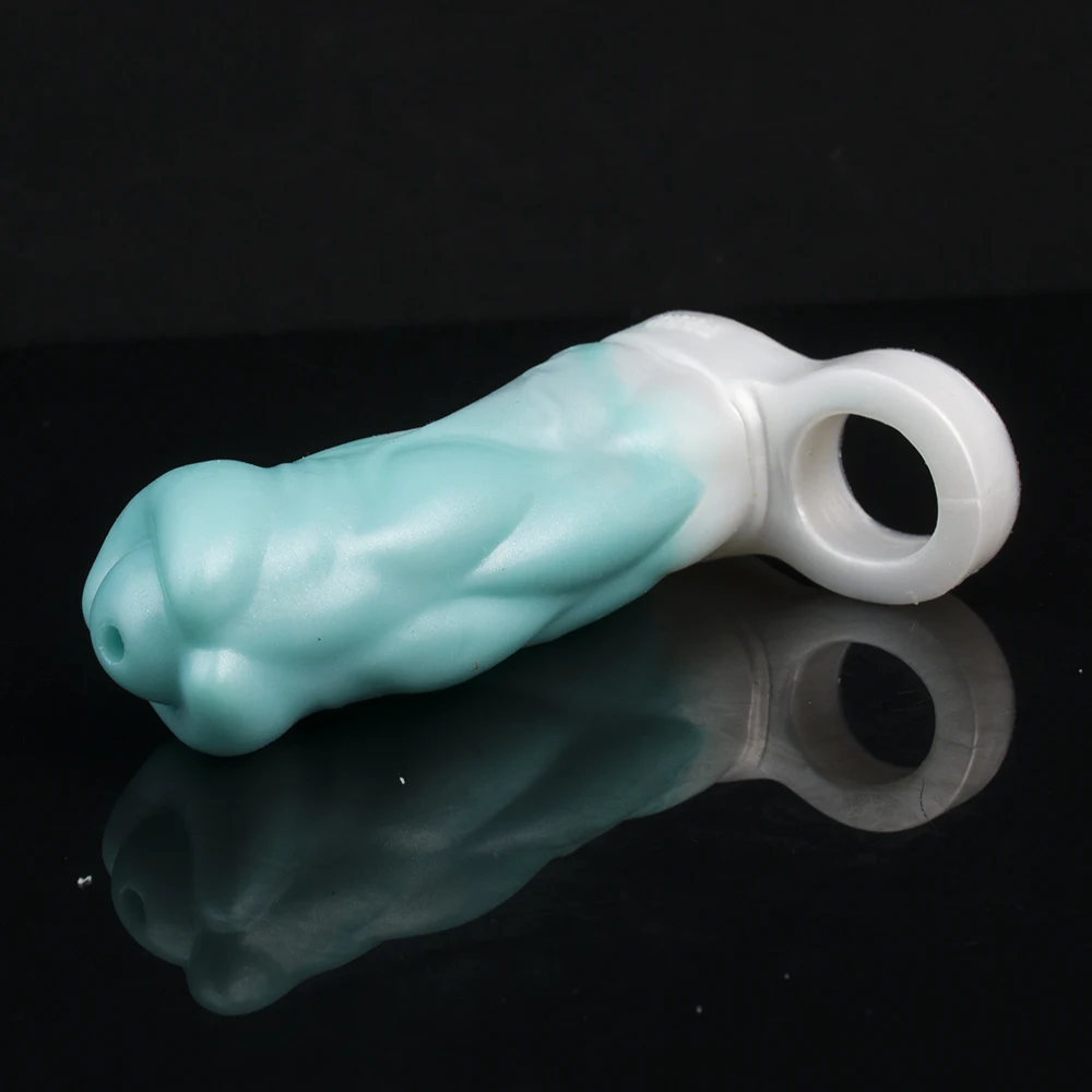 Animal Dildos Thick Dragon Penis Sleeve Hollow Dildo Soft Silicone Sex Toy Sheath Stretchable Cock Enlargement Male SM Sexy Tool