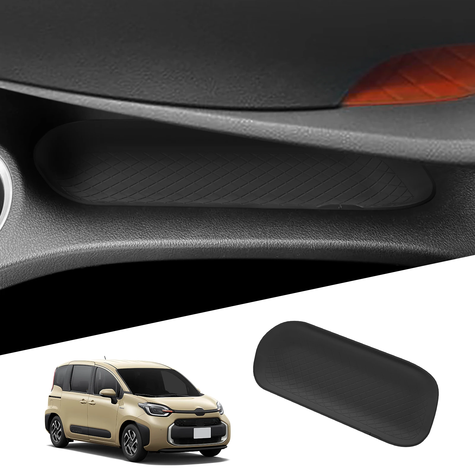 

Для Toyota Sienta 170 Series 2016-2021 Автомобильный ящик для хранения второй пилота, силиконовый органайзер, аксессуары для уборки, черный