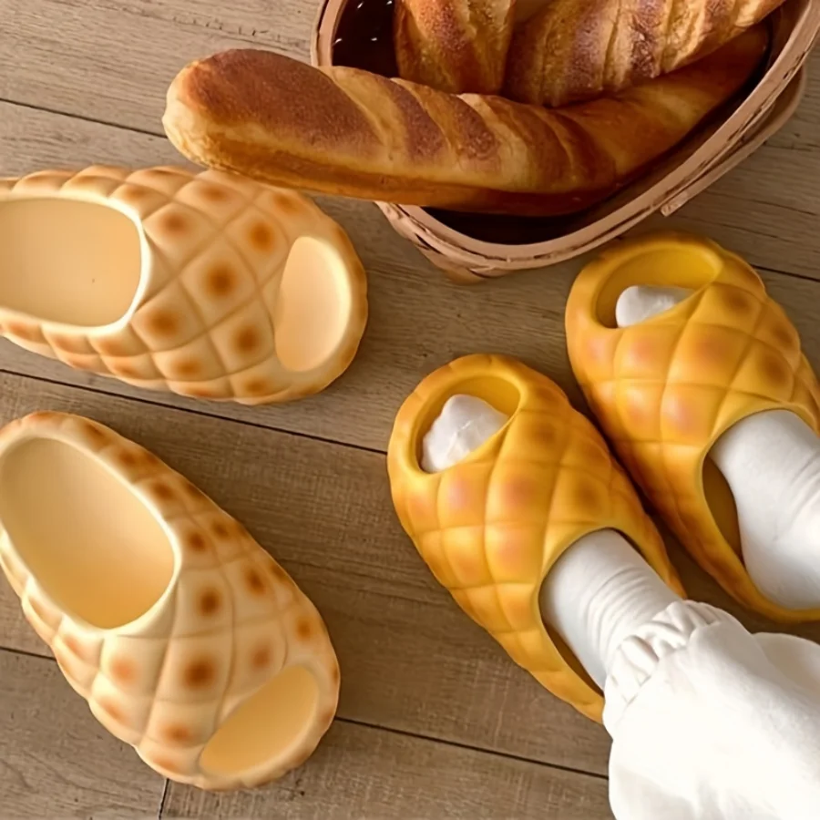 Milk Yellow Bread Slippers Women Fashion Creativity Thick Sole Slippers Women Anti Slip Soft Cute Fun Bread Sandals Girl Summer