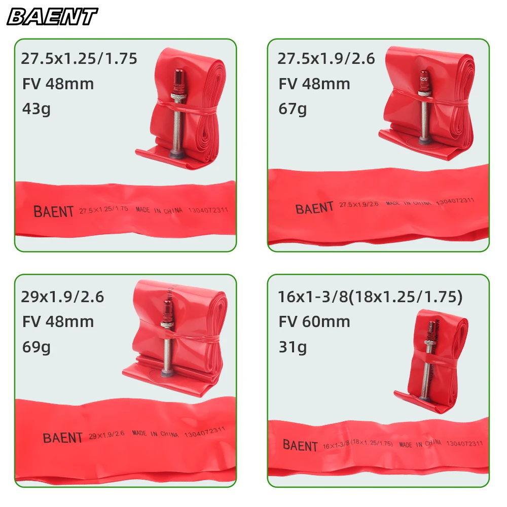 Baent-Chambre à air en TPU pour vélo, 29 pouces, 27.5 pouces, 26 pouces, 48mm, assujetfrançaise, pièces de vélo, 1.26-1.75, 1.9-2.7