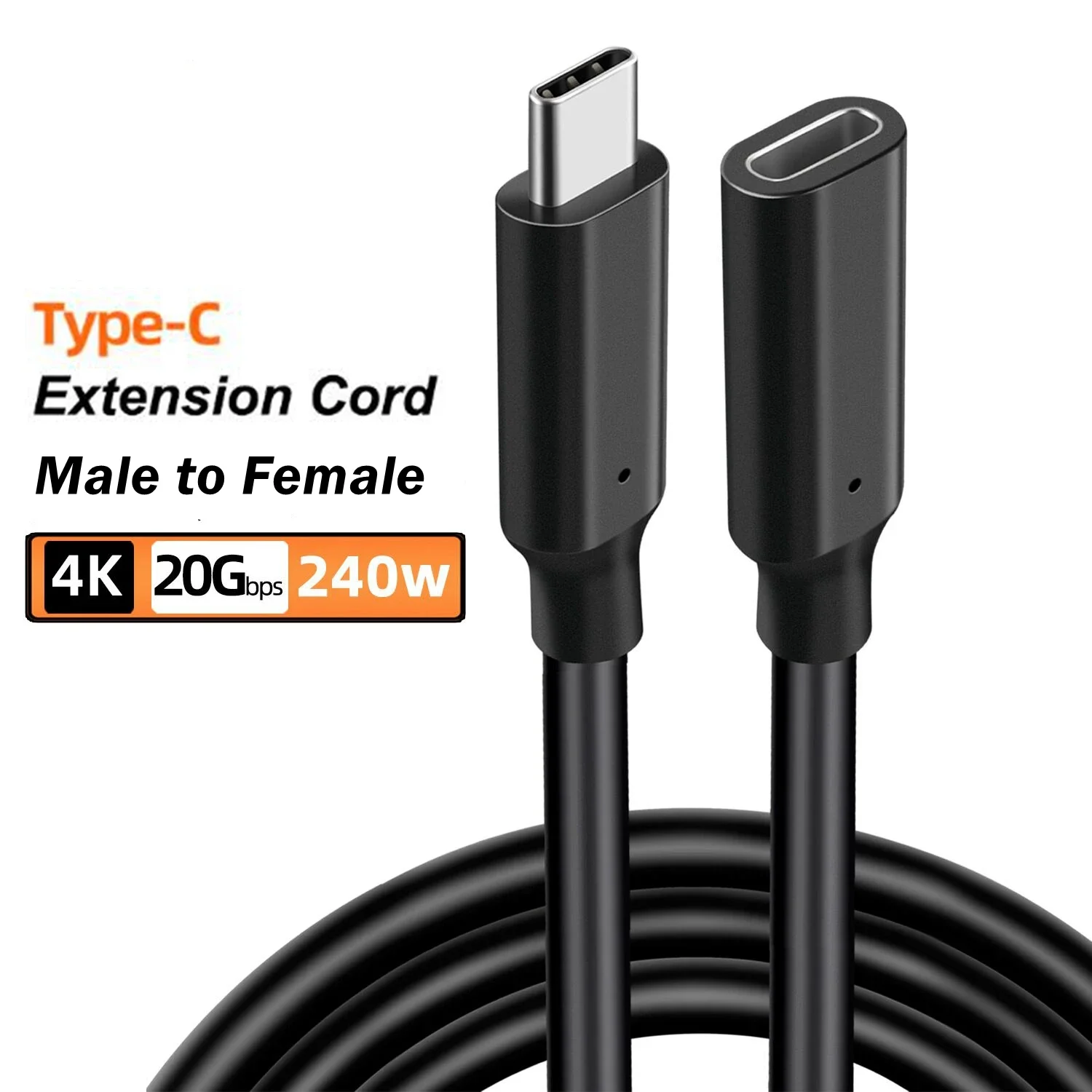 Przedłużenie 240W USB C kabel USB 3.2 Gen2 męskie do typ żeński C przedłużacz 4K 20Gbps kabel Adapter krótka linia 0.2m 0.4m 0.5m 5m