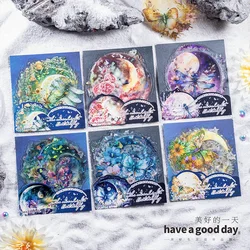 10Pcs Moon Butterfly Decorative Sticker Retro Handbook Collage Scrapbooking Material Label Diy Diary Album Junk Journal Planner