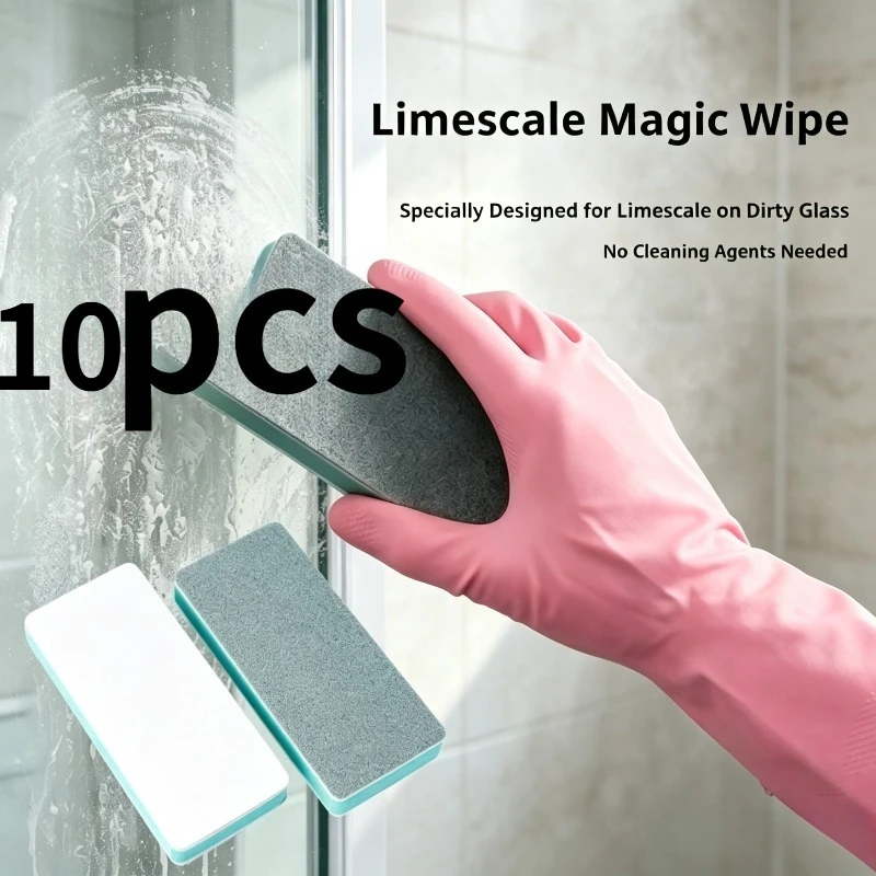 10Pc 300/1000# Multi‑Use Magic Sponge Eraser,Polishing Pad Remove Limescale Stain Water‑Mark for Shower Glass Mirror Tile Window