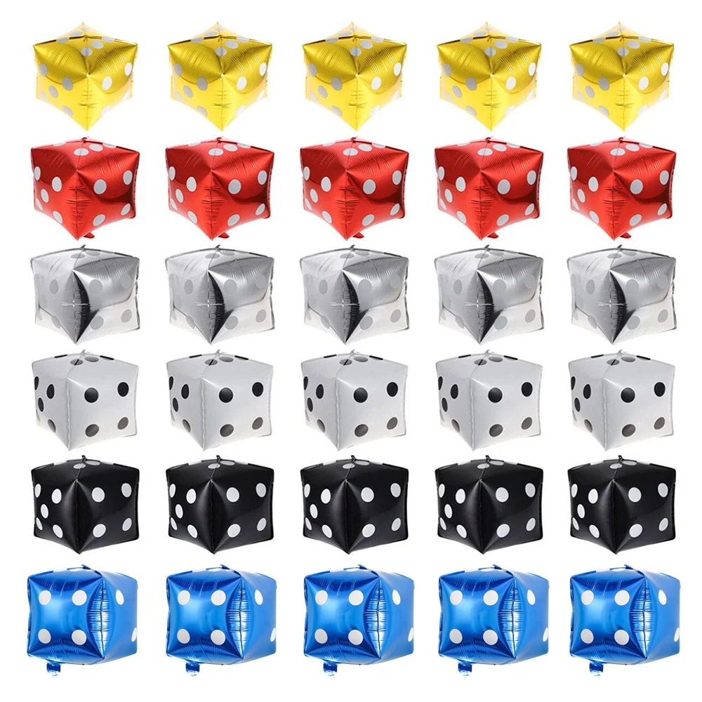 

5pcs Cube Dice Foil Balloons Casino theme party decorations Wedding Casino Night Birthday Supplies Gold Silver Red Black