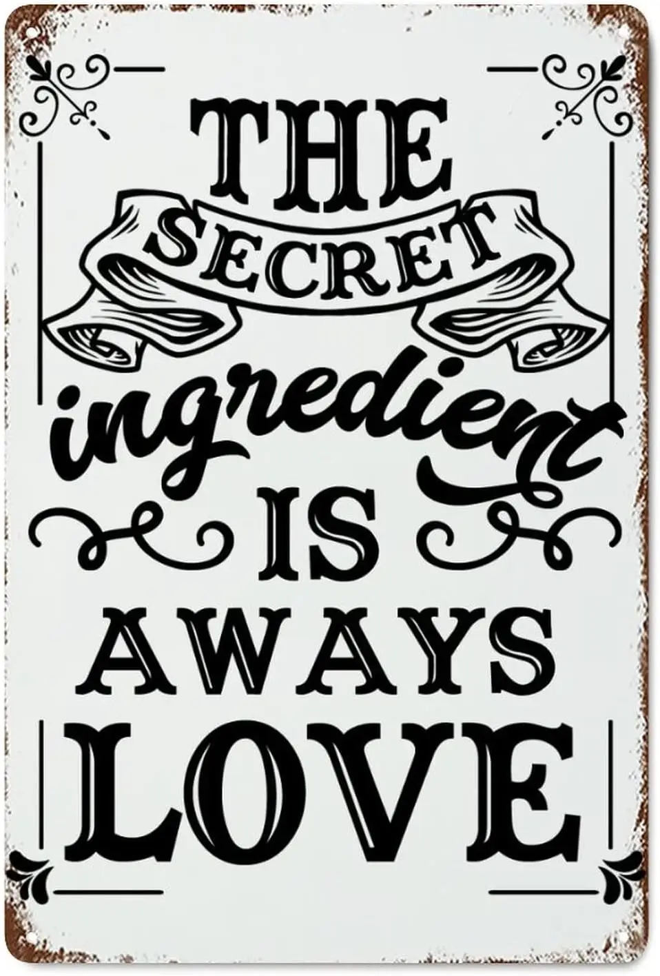 The Secret Ingredient is Aways Love Shabby Chic Metal Signs Vintage Indoor Outdoor The Secret Ingredient is Aways Love Metal Pos