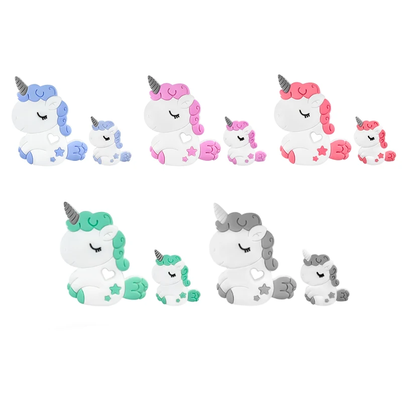 1/10pcs Unicorn Silicone Teether Beads DIY Accessories For Pens Bracelet Necklace Keychain Make