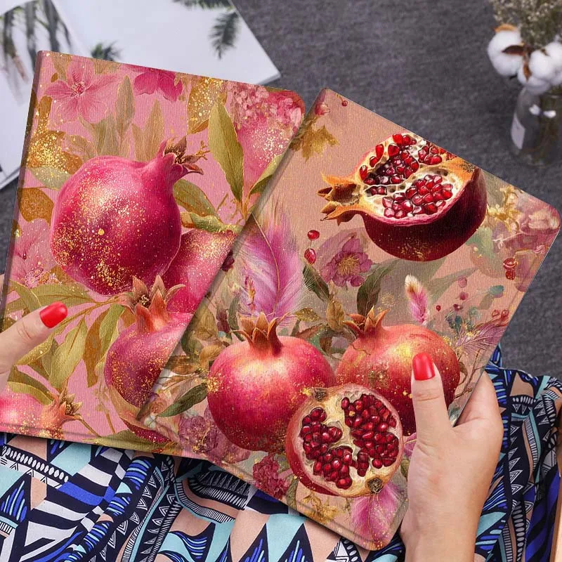 

Red Pomegranate Feather Floral Tablet Case For Huawei Honor MatePad MediaPad Air 5 6 7 11 V6 V7 V8 V9 X9 X8 T10 T10s C5e T5 Gift