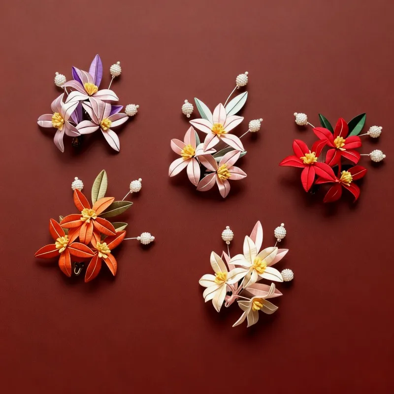 Flores entrelazadas chinas hechas a mano de lujo, pinza para el pelo de flores entrelazadas florales únicas