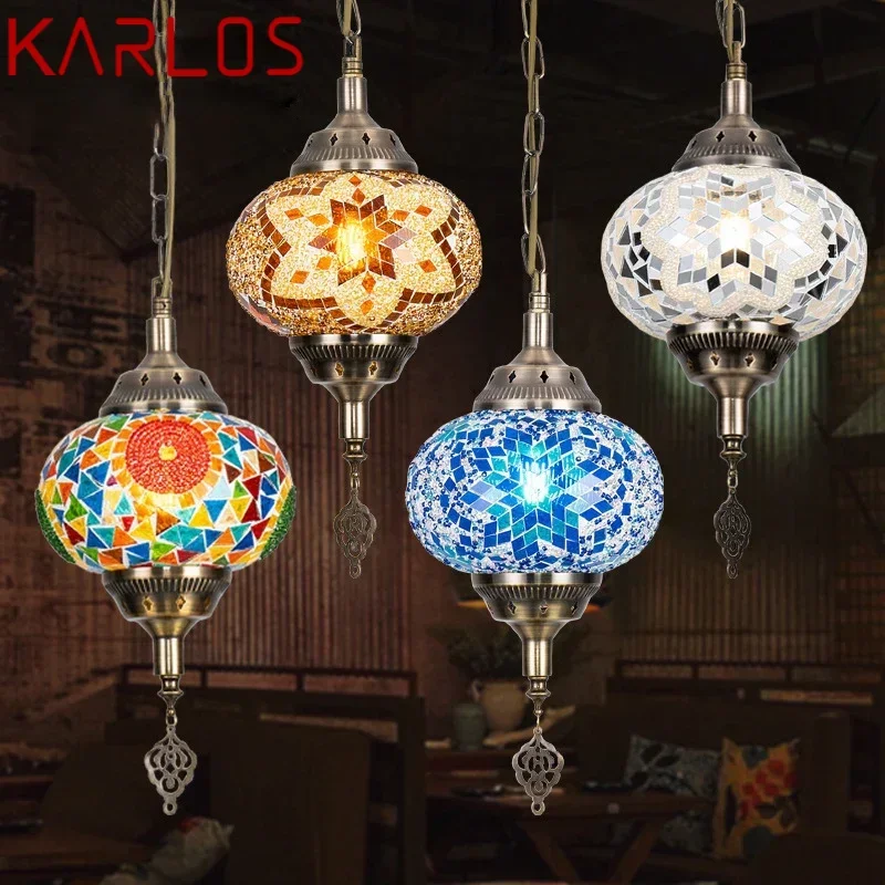 KARLOS Bohemian Style Hanging Pendant Light Simply Creative Decorative Glass LED Ceiling Chandelier For Home Living Bedroom