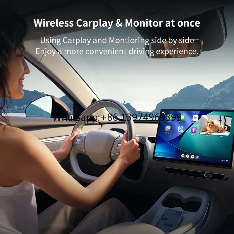 New Portable Wireless CarPlay Adapter Bluetooth 5.4 for Car Camera Back Seat Baby Monitor Universal Fitment 1 Year