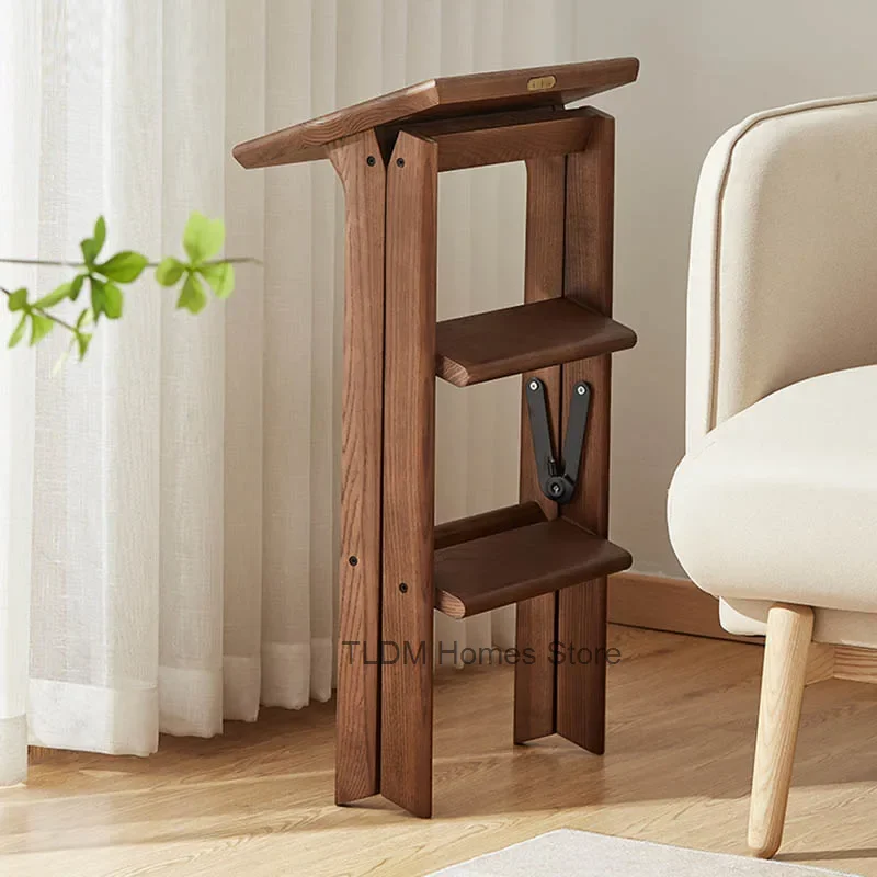 Luxury Decorative Step Stools Bathroom Kitchen Platform Wooden Foldable Ladders Lightweight Quick Escada Dobravel Home Furniture