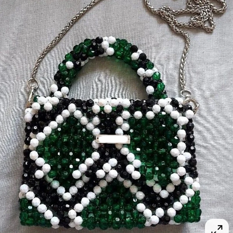 Advanced Heavy Industry Crystal Bead Handmade Flip Small Square Bags Fashion Banquet Party Handbag Chain Women's Crossbody Bag