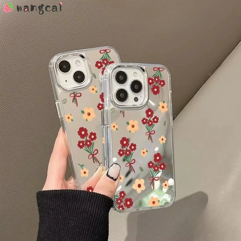 حافظة لهاتف هواوي نوفا 13 برو ميت 70 برو بلس هونور 300 Ultra GT X60i X9C X8B X8A ماجيك 7 برو لايت حافظة هاتف مرآة زهرة غطاء ناعم #4