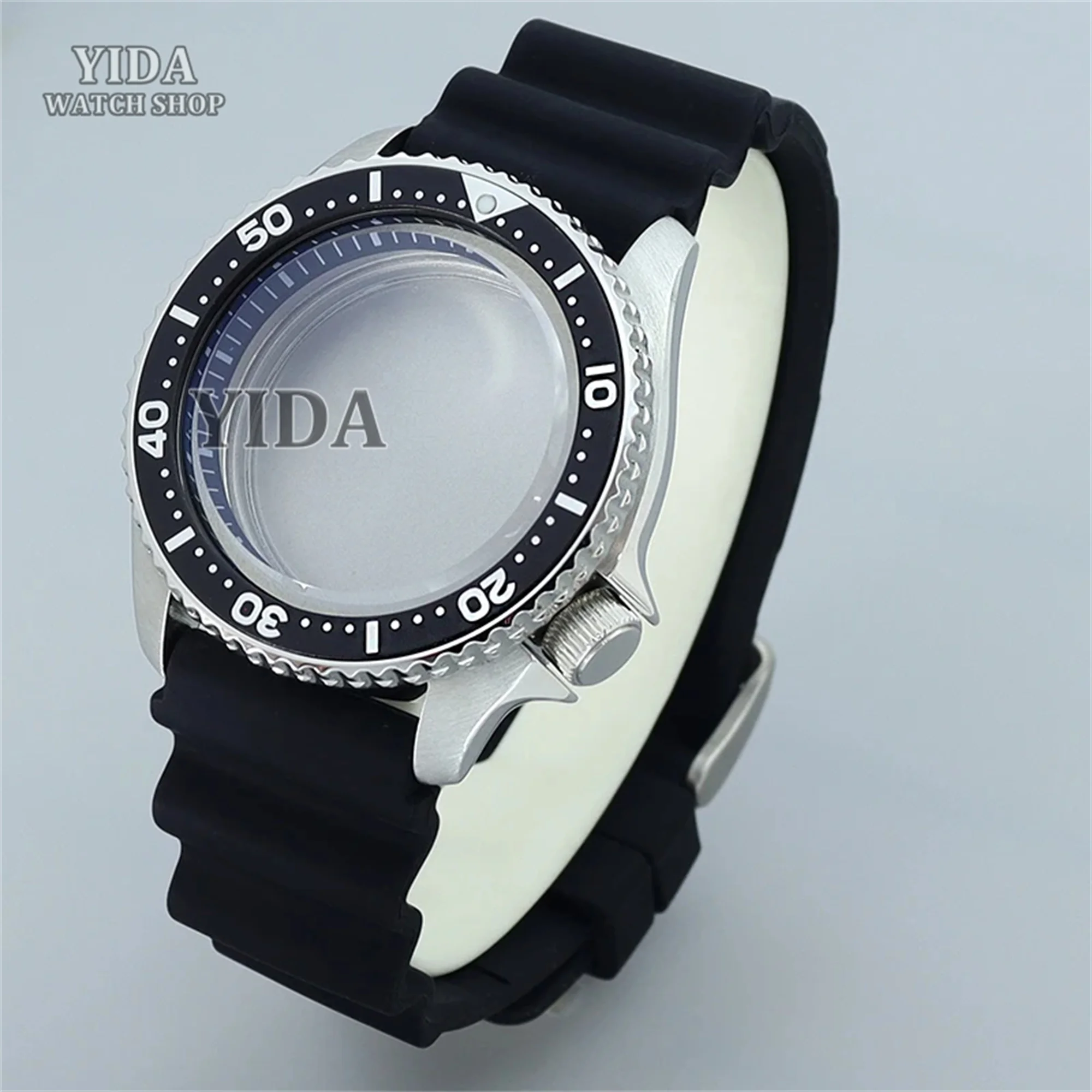 42 مللي متر SKX 007 ساعة حافظة المطاط سوار الياقوت كريستال ل NH35 NH36 الحركة التلقائية 28.5 مللي متر الطلب حافظة وزارة الدفاع استبدال