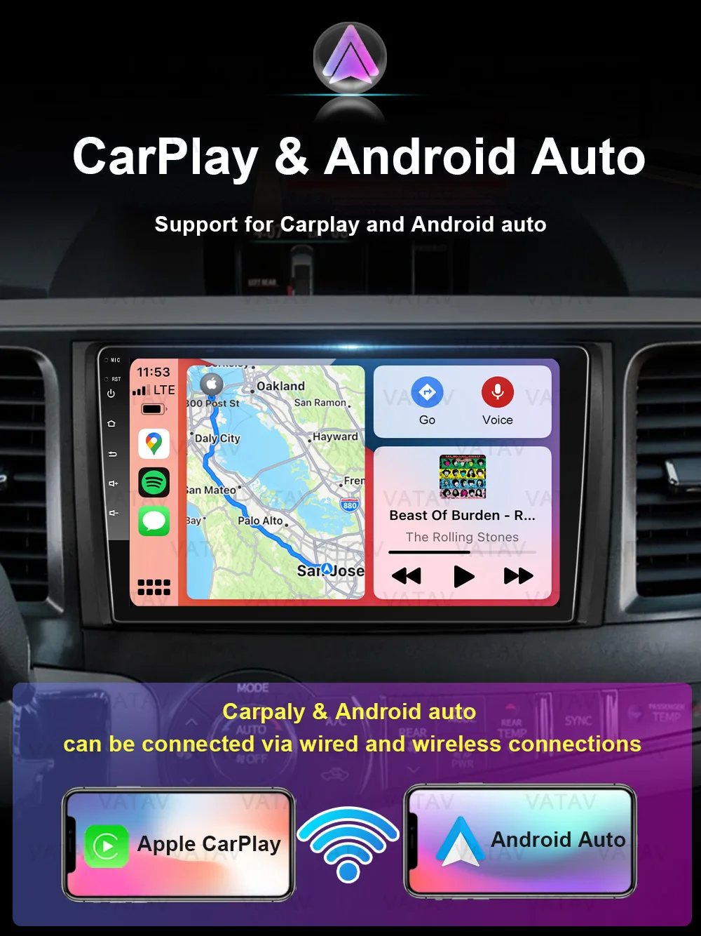 لتويوتا سيينا 2011 2012 2013 2014 سيارة الوسائط المتعددة AI صوت Carplay أندرويد السيارات نظام تحديد المواقع والملاحة راديو مشغل فيديو رئيس وحدة