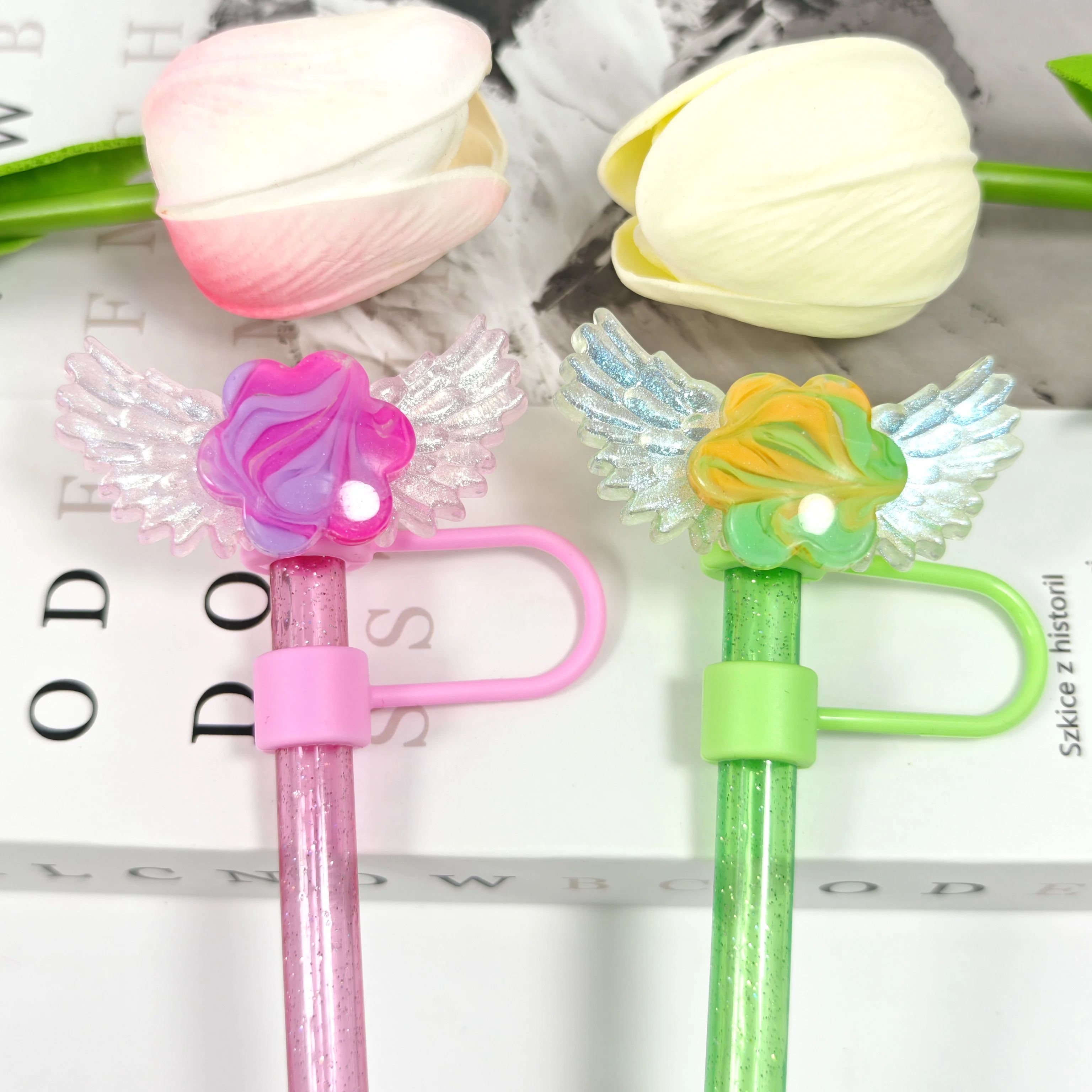 جديد سيليكون تسليط الضوء على ستار أجنحة الملاك سلسلة غطاء من القش غطاء غبار #3