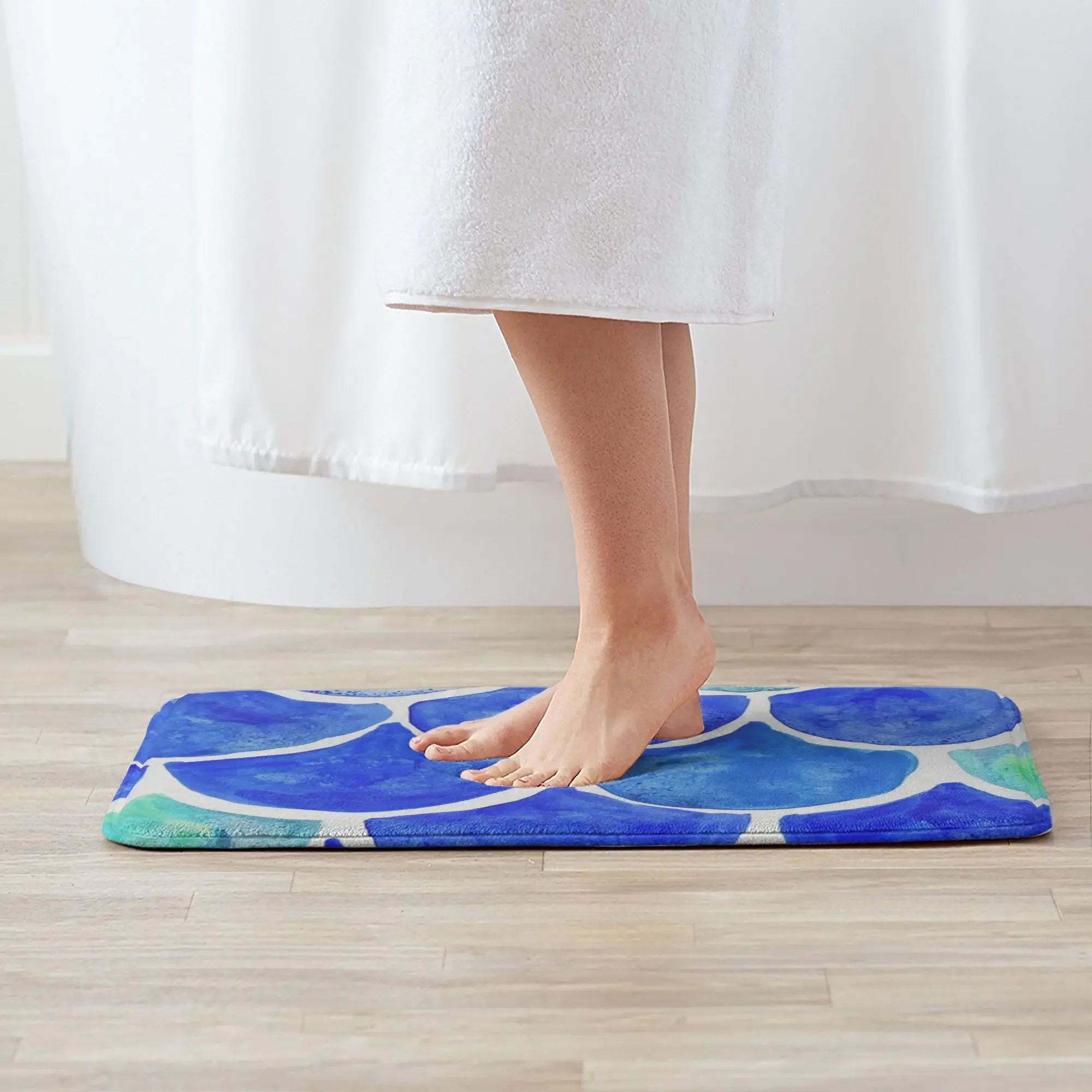 Blue Mermaid Scales Anti-Slip Doormat Floor Mat Sand Scraping Carpet Rug For Kitchen Entrance Home Living Room Footpad