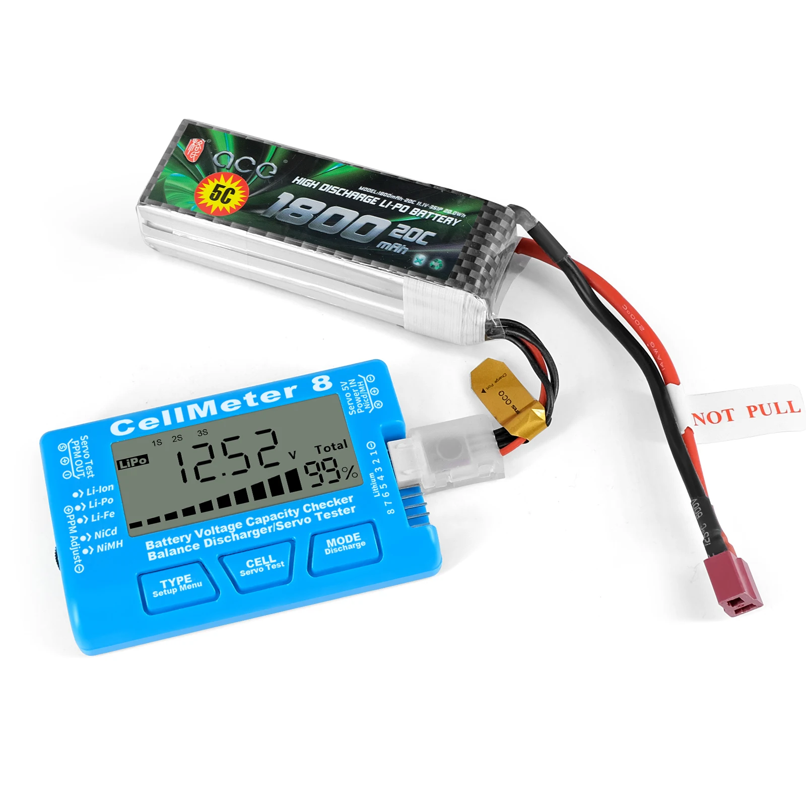 Digital Battery Tester LiPo LiFe Li-ion NiCd NiMH Battery Voltage Check Detector CellMeter-8 Capacitance Diagnostic Tool