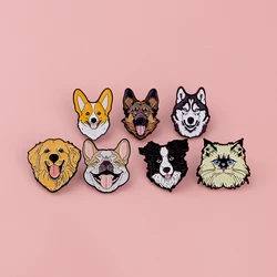 Kawaii Dogs Enamel Pins Cartoon Golden Retriever Brooch Clothes Backpack Lapel Badges Fashion Jewelry Accessories Friends Gifts