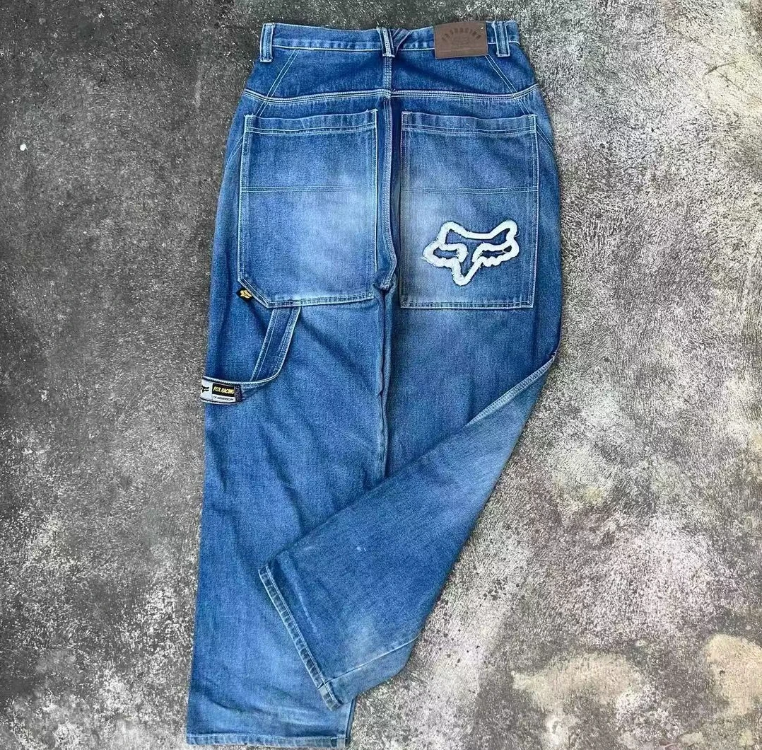 Pantalones vaqueros retro americanos con múltiples bolsillos para hombre, ropa de calle YK, pantalones informales sueltos y versátiles de pierna ancha, primavera y verano, 2024