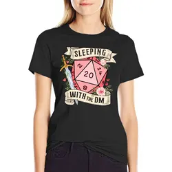 SLEEPING WITH THE DUNGEON MASTER: Cute D20 dnd dice with flowers and sword T-Shirt funnys Women clothes