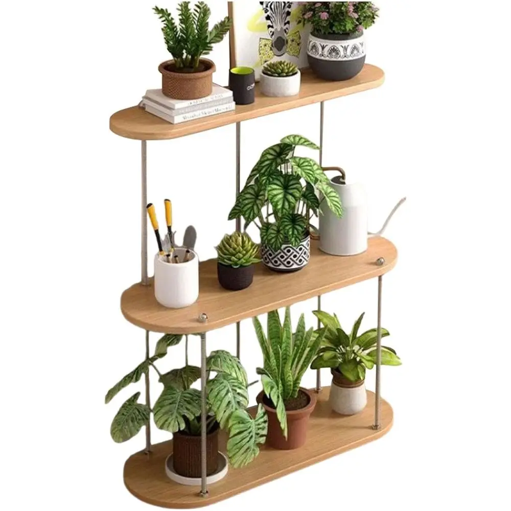

3-Tier Indoor Metal and Wood Plant Stand for Multiple Plants, Ideal for Living Room, Patio, Balcony, and Garden