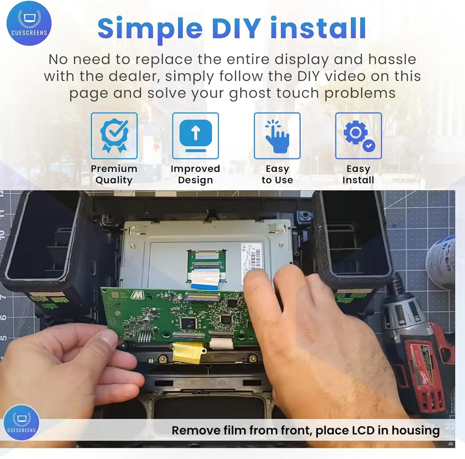 Ekran dotykowy 8' MyLink IntelliLink, OEM DJ080PA-01A, szkło antyrefleksyjne do ciężarówek/SUV-ów Chevy i GMC, łatwy montaż