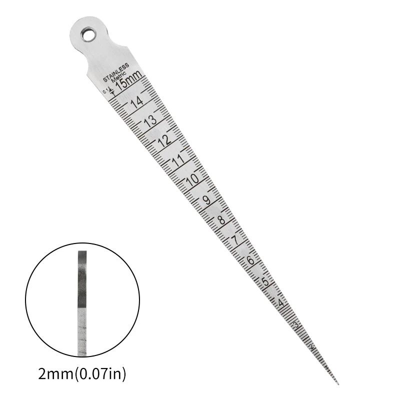 1PC Stainless Steel 0-15mm Taper Inner Measuring Gap Ruler Wedge Feeler Stainless Steel Hole Ruler Aperture Gauge Tapered Ruler