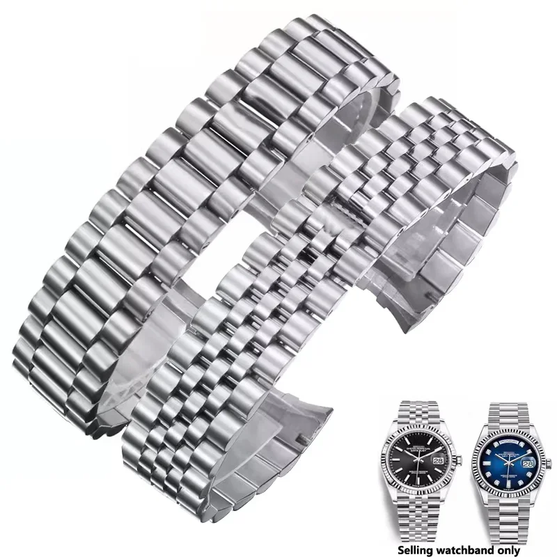 20mm 21mm Watch Accessories Band For Rolex DATEJUST DAY-DATE OYSTERPERTUAL DATE Solid Stainless Steel Silver Watch Straps