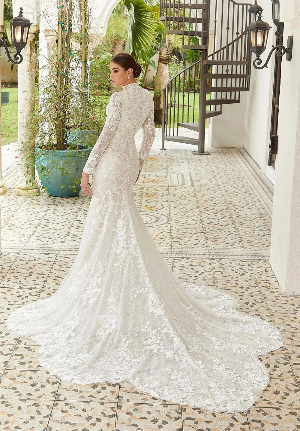 Celebrity mermaid Women Wedding Dresses Elegant Lace Flower Printing Bridal Gowns Princess Banquet Vestidos De Novias Customized