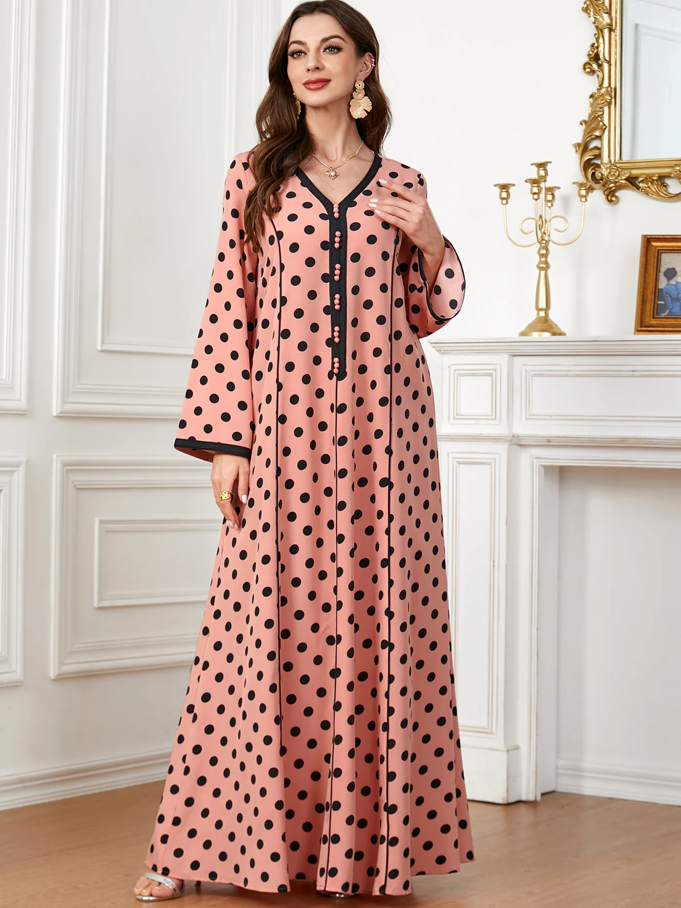 Imagem -04 - Vestido Estampado Muçulmano Feminino Abaya Ramadã Jalabiya Vestidos Longos Abayas Turquia Robe de Kimono Caftan Marroquino Eid