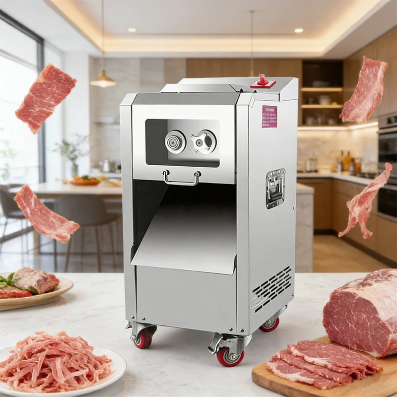 Fresh Meat Cutting 2200W Vertical Electric Stainless Steel Meat Processing Tool For Restaurant Canteen Meat Slicer