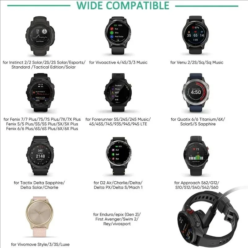 Charger Adapter for Garmin Watch Forerunner 265 965 245 955 255s Venu 3 S SQ2 Charging Plug Converter for iOS USB Cable Type C