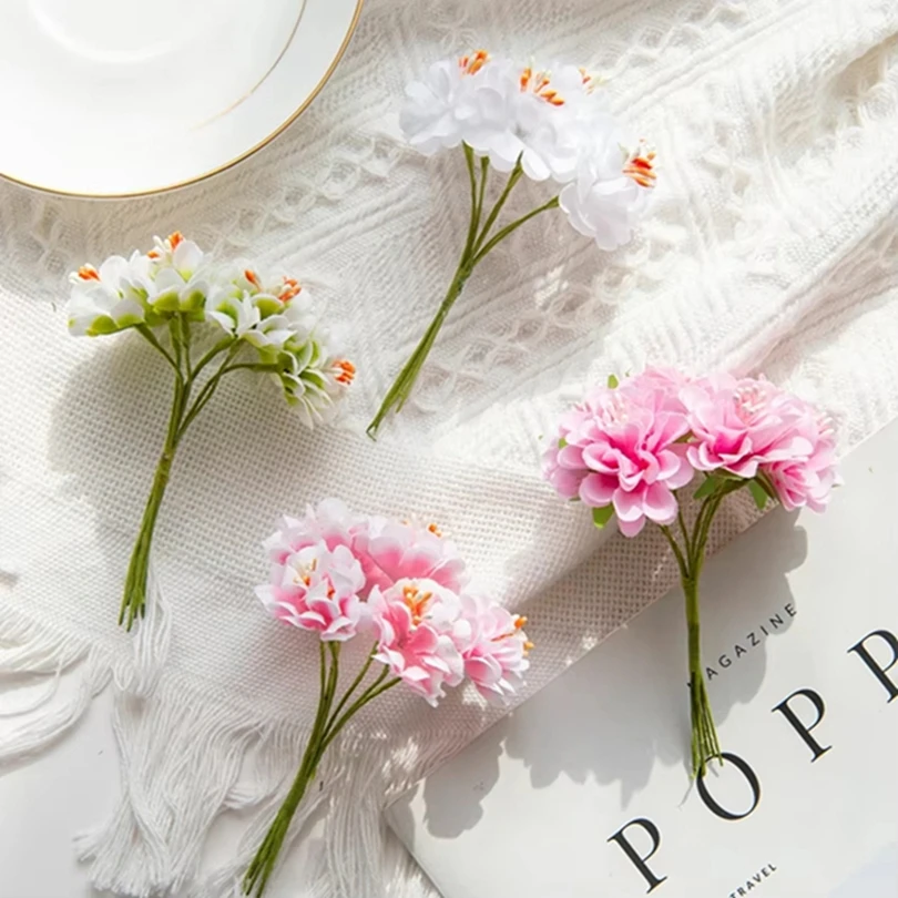

1/4PCS Artificial Flowers Silk Carnation Bouquet Christmas Decoration Home Room Wedding DIY Box Wreath Filler Decorative Product