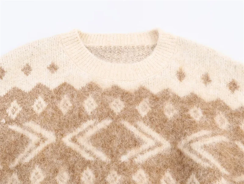 سترة نسائية 2025 موضة جديدة للشتاء بأكمام طويلة من قماش الجاكار المحبوك للنساء سترة علوية أنيقة غير رسمية للسيدات #3