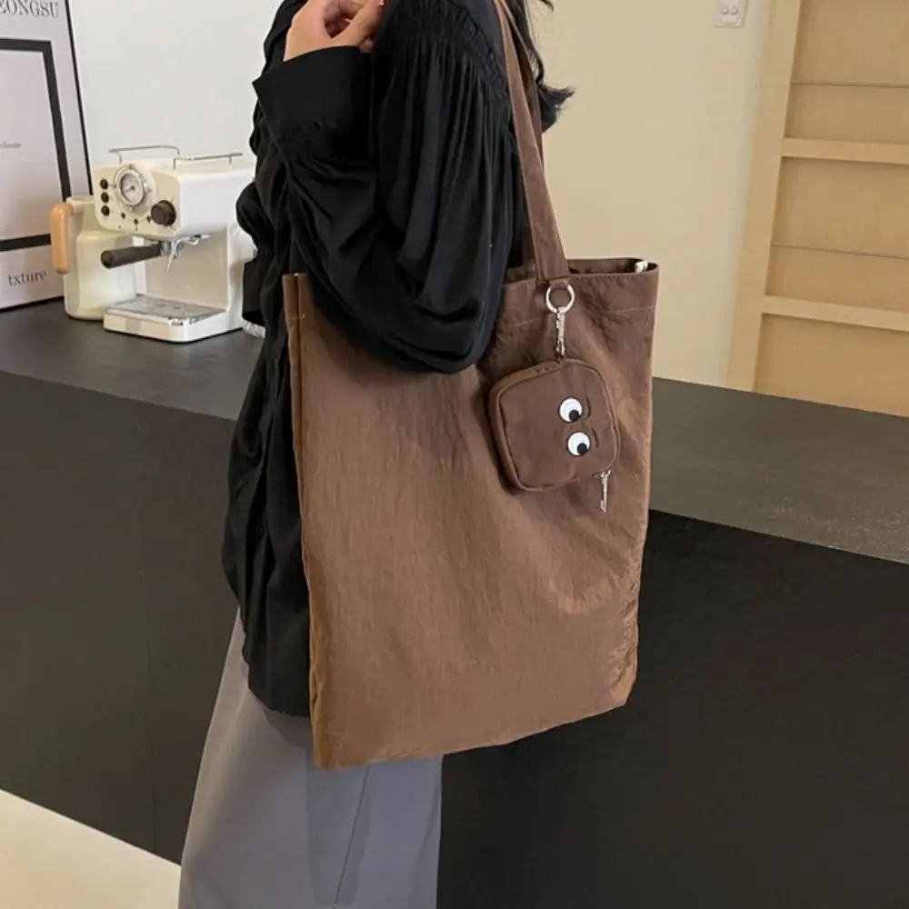 

with Storage Bag Solid Color Shoulder Bag Big Eye Coin Purse Korean Style Foldable Shoulder Bag Shopping Bag Large Capacity
