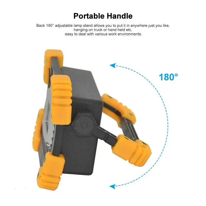 휴대용 LED 작업 스포트라이트, 충전식 손전등, 야외 여행 램프, 캠핑 랜턴, 18650 비상 램프, 1200mAh
