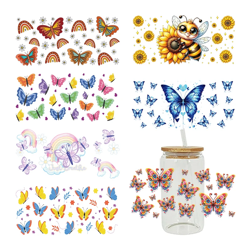 Naklejki 3D UV DTF Transfers 16oz Cup Wraps Insect Butterfly Bee Printed For DIY Glass Ceramic Metal Leather EtcD13612