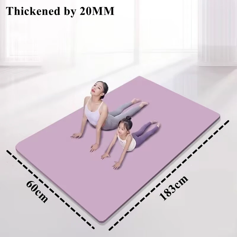 

183 × 60 см коврик для йоги, коврик для фитнеса, утолщенный 20 мм для йоги, пилатеса и тренировок на полу, водонепроницаемый, расширенный, нескользящий, утолщенный в помещении
