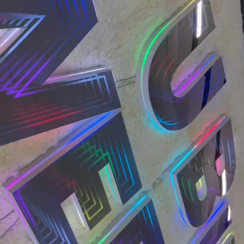 Manufacturer's 3D Infinity Mirror Acrylic Letters LED Light Source for Office Advertising view 6