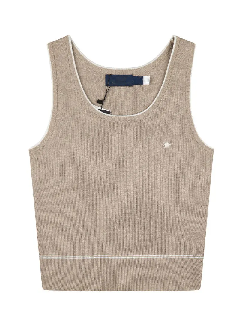 2026 Summer Women's Knitted Tube Top Vest Color Block Sleeveless High-End Feeling Outerwear Simple Style Pure Color Embroidery