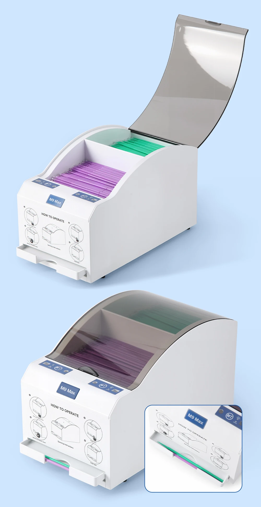 AZDENT Zahnbürsten-Spender Automatische Maschine M9 Max Sync-Sense 2-in-1 Multifunktionaler Bürstenhalter mit Sensor und 1000 Bürsten – Detail 5